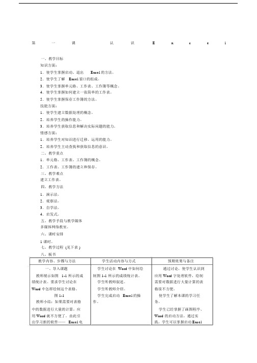 初中信息技术excel教学教案全集.docx