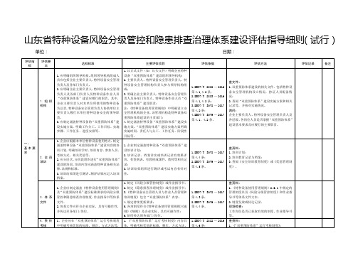 山东省特种设备风险分级管控和隐患排查治理体系建设评估指导细则(试行)