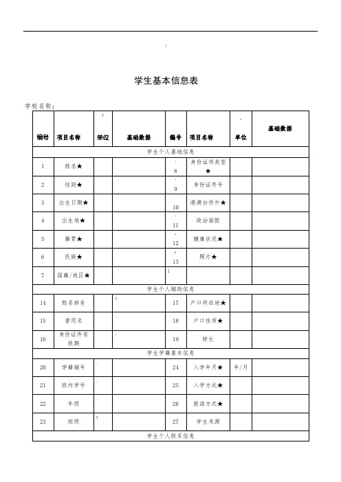 学生基本信息表(样本)