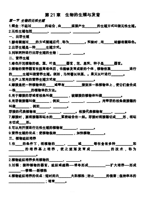 苏教版八年级生物下册期中知识点汇总