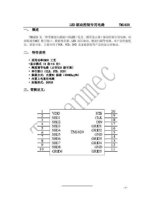 LED驱动控制专用电路TM1620