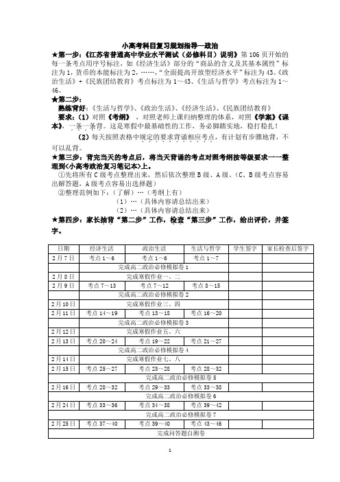 小高考科目复习规划指导政治(1)