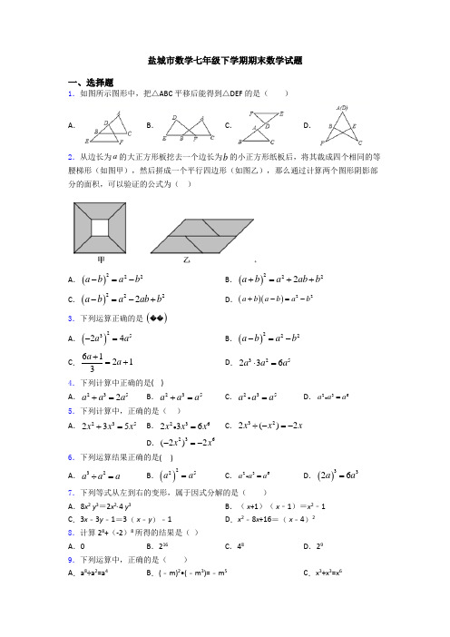 盐城市数学七年级下学期期末数学试题