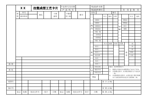 注塑成型工艺卡片