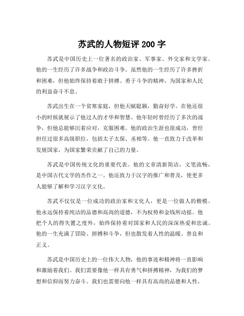 苏武的人物短评200字