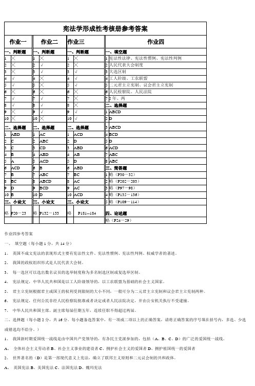 宪法学形成性考核册参考答案