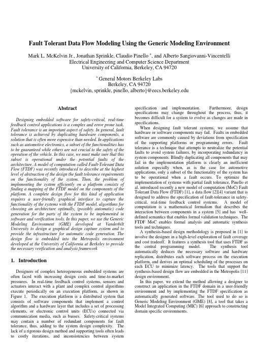 Fault Tolerant Data Flow Modeling Using the Generic Modeling Environment