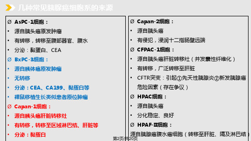 胰腺癌细胞系表型及基因型介绍