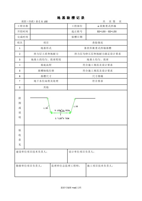 地基验槽填写范例