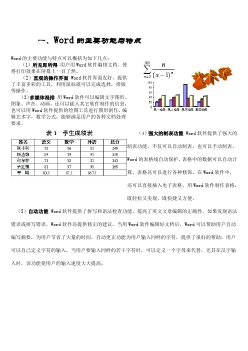 Word的主要功能与特点)