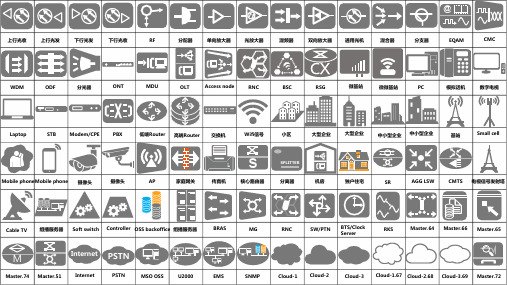 华为接入网扁平化图标(PPT,灰)