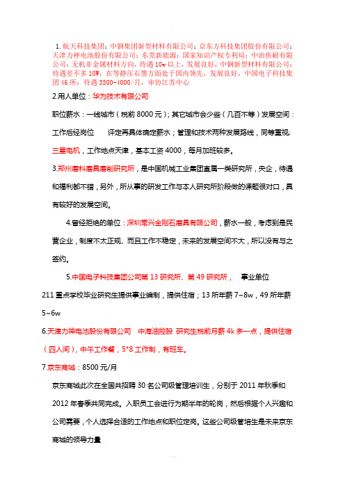 天津大学材料学研究生就业单位大全