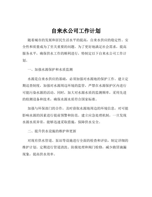 自来水公司工作计划