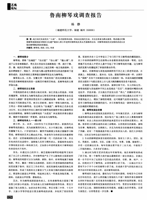 鲁南柳琴戏调查报告