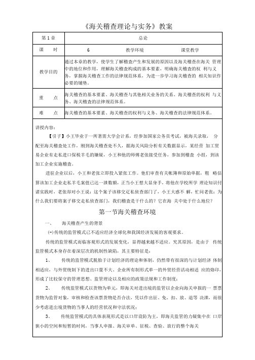 海关稽查理论与实务教案