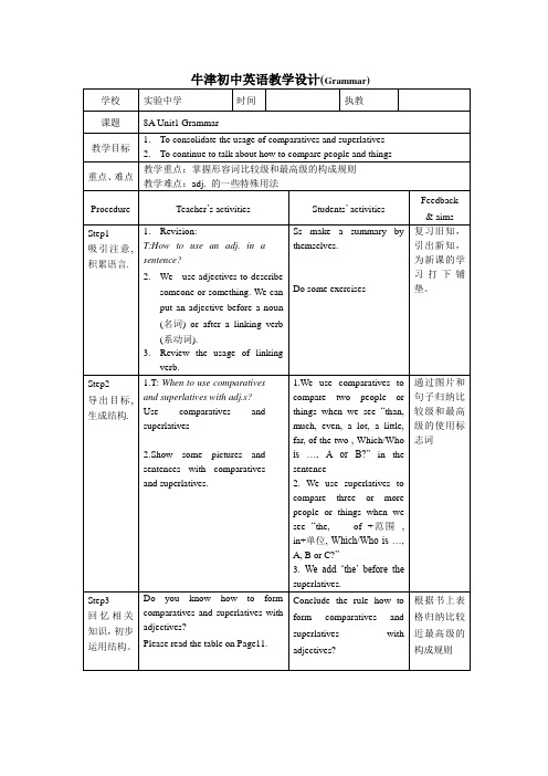 八年级英语上册《Unit 1 Friends Grammar》教案