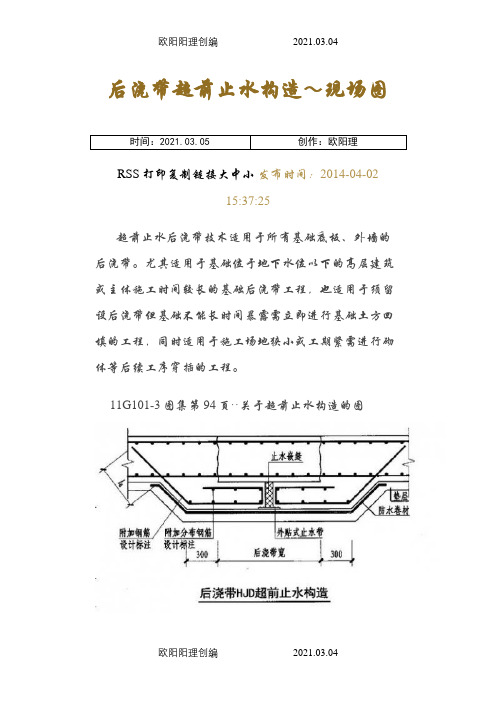 后浇带超前止水构造