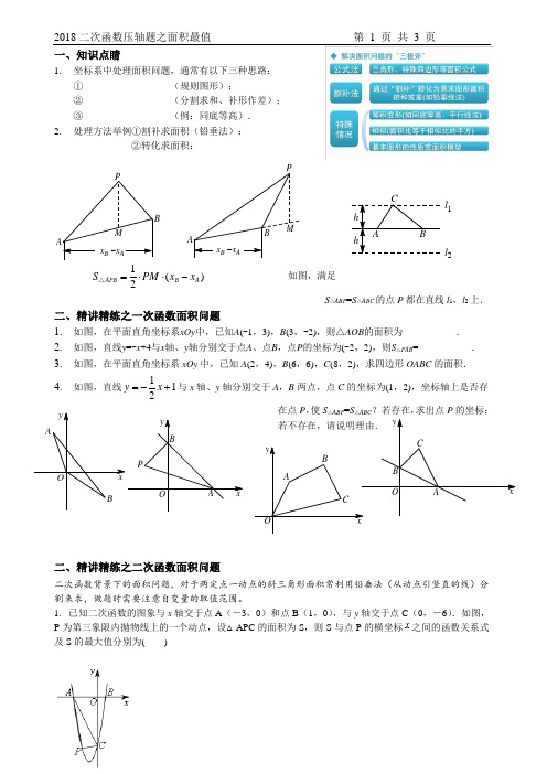 2018简版二次函数压轴题之面积最值