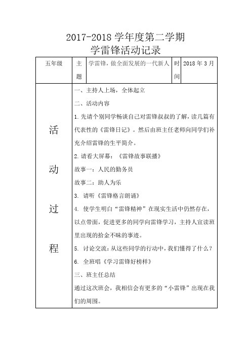 雷锋活动月活动记录