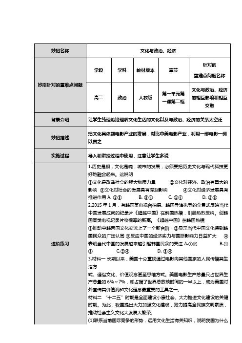 重难点妙招设计单模板