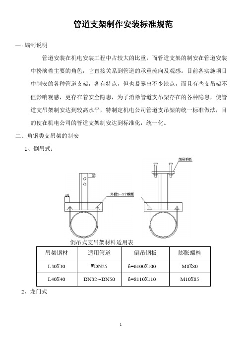 管道支架制作安装标准规范-管道支架规范