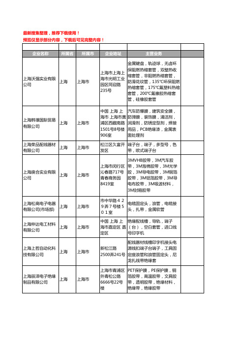 新版上海市绝缘带工商企业公司商家名录名单联系方式大全155家