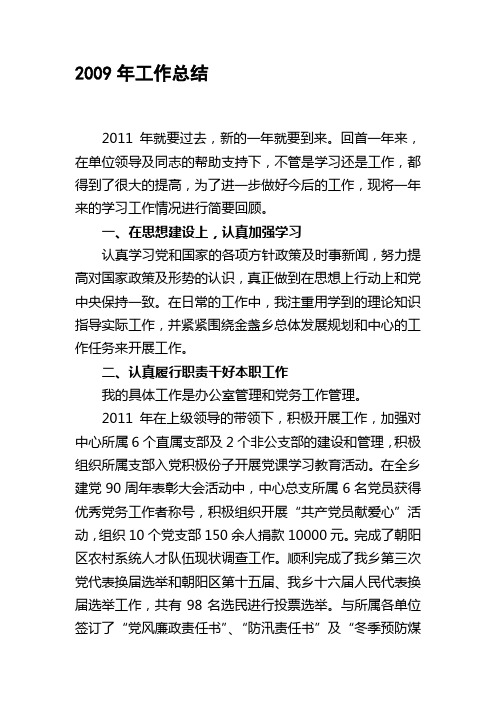 2009年度工作总结--1