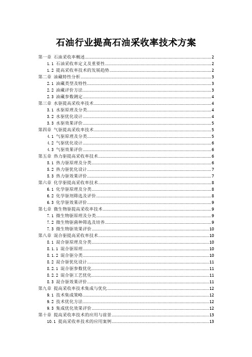 石油行业提高石油采收率技术方案