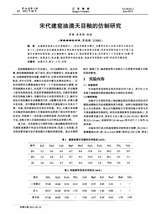 宋代建窑油滴天目釉的仿制研究