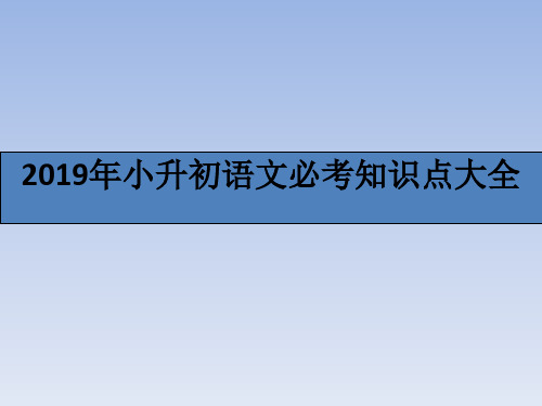 2019年小升初语文必考知识点大全