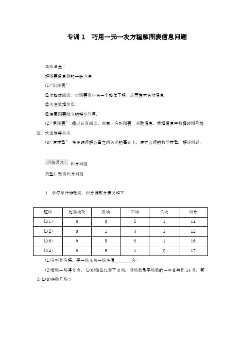 2018-2019学年最新冀教版七年级数学上册巧用一元一次方程解图表信息问题专题训练及解析-精编试题