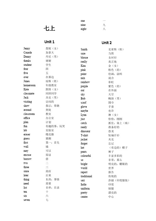 (完整版)冀教版初中英语词汇表(完整)