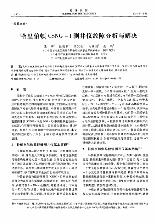 哈里伯顿CSNG-Ⅰ测井仪故障分析与解决