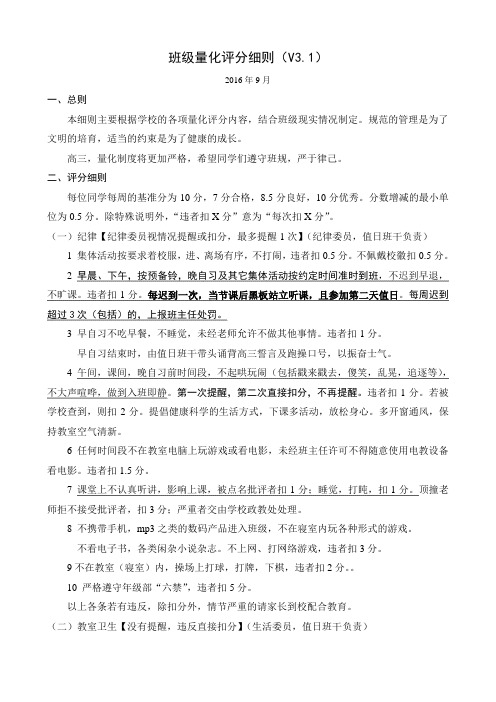 完整高中班级量化评分标准V3.1