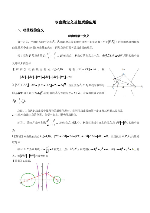 双曲线定义及性质整合