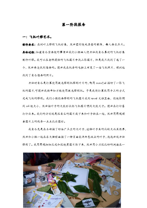 同济大学小飞机实习,第一阶段报告