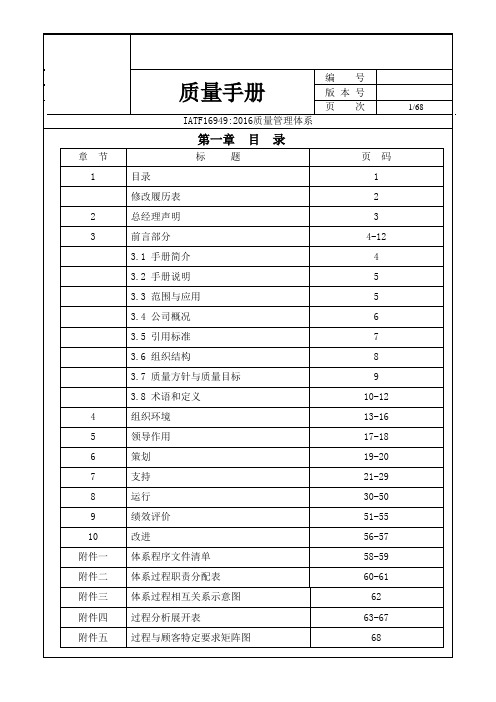 IATF16949-2016质量手册(最新版)