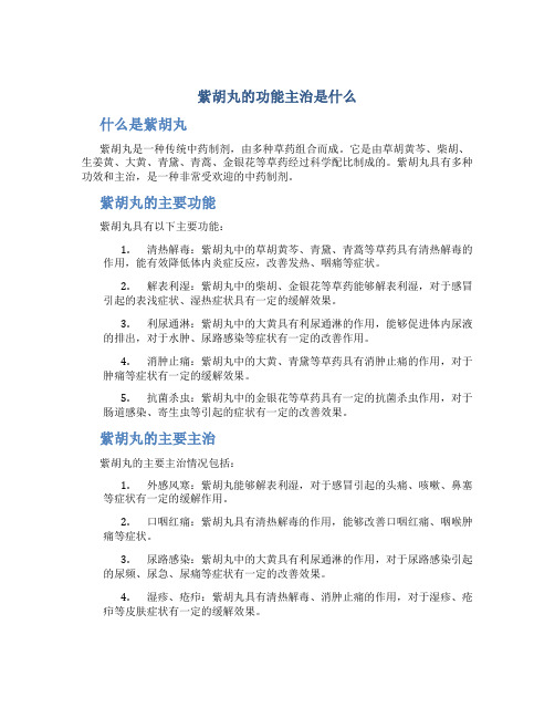 紫胡丸的功能主治是什么