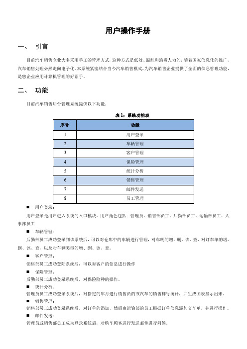 汽车销售后台管理系统-用户手册