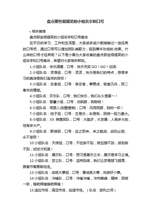 盘点那些很搞笑的小组名字和口号