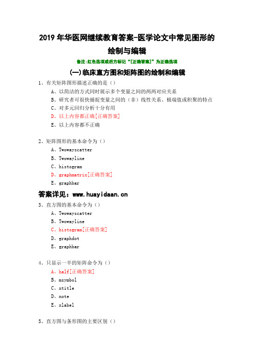 医学论文中常见图形的绘制与编辑-634-2019年华医网继续教育答案