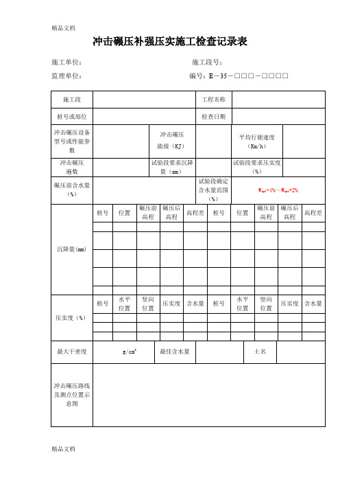 (整理)冲击碾压补强压实施工检查记录表.