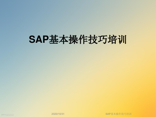 SAP基本操作技巧培训