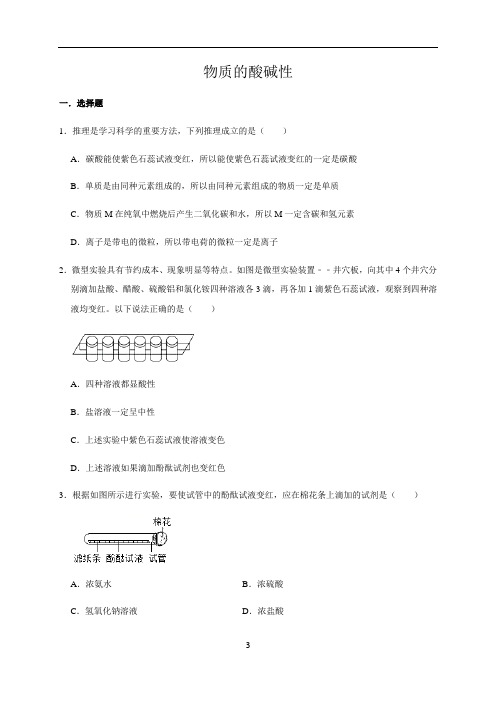 浙教版科学九上1.2 物质的酸碱性  习题(含答案)