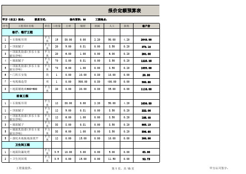 全包装修预算装修工程报价表EXCEL模板(超详细)