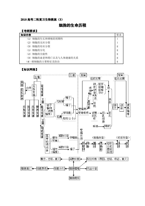 2010高考二轮复习生物教案(3)细胞的生命历程