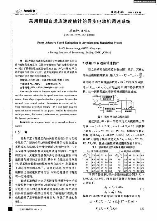 采用模糊自适应速度估计的异步电动机调速系统