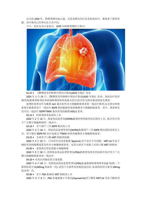 2020年肺癌领域的28件大事,肺癌患者必须知道!