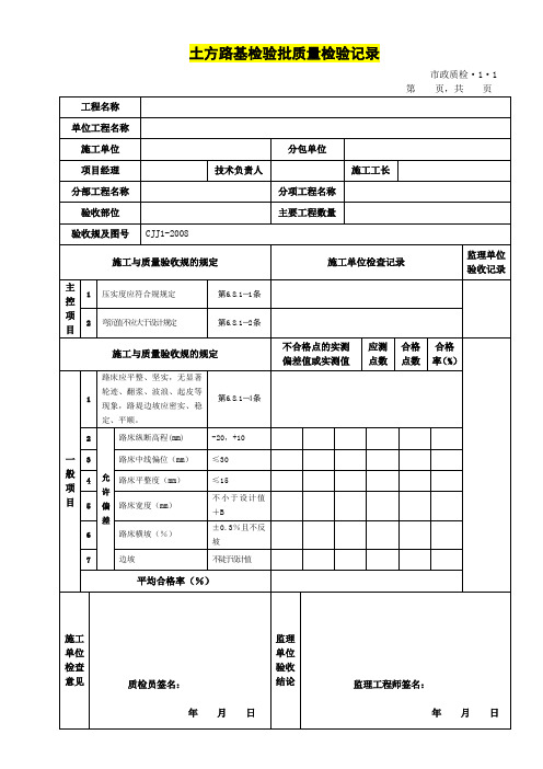 道路工程检验批表格全套