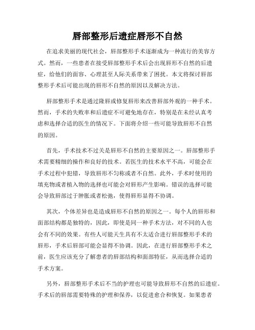 唇部整形后遗症唇形不自然